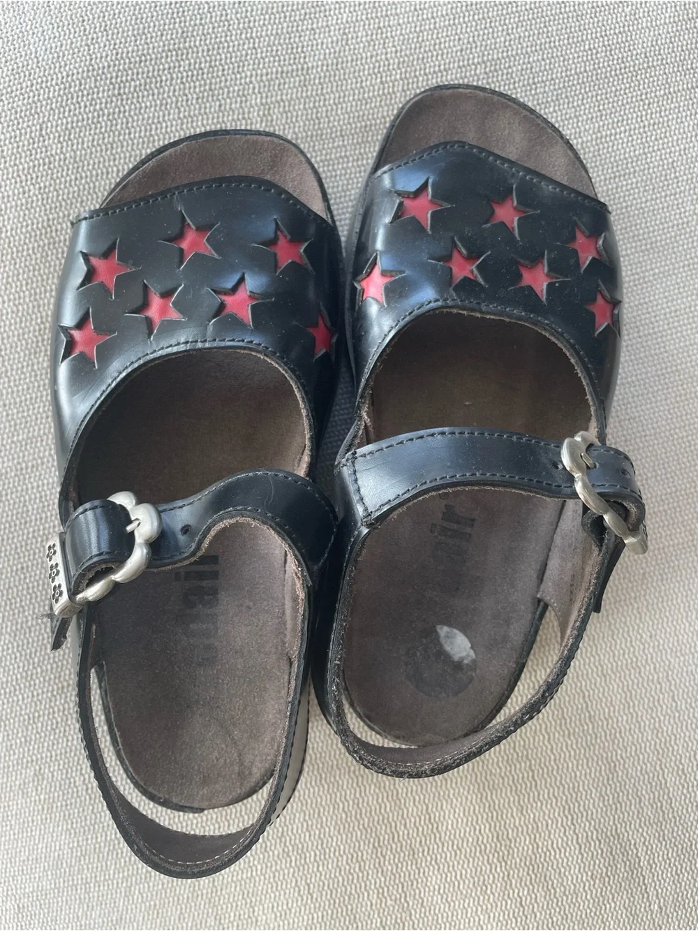 Tredair Black Sandals 1990s Vintage Red Star Cutouts *RARE*